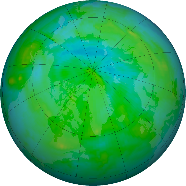 Arctic ozone map for 10 August 1996